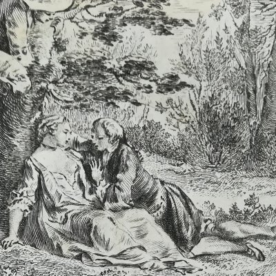 Le villageois qui cherche son veau (La Fontaine, Contes, 1743) - Cochin
