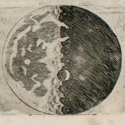Cratère lunaire (Galilée, Sidereus nuncius, 1610, f°10v-11r)