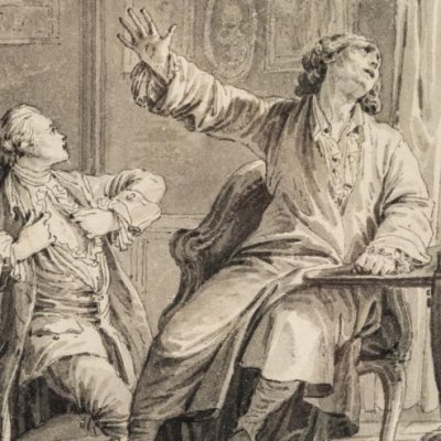 Scène de théâtre : Le Père de famille ? - Moreau le Jeune