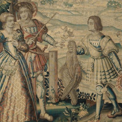 Valet apportant un héron au couple royal (Histoire du roi François 1er)