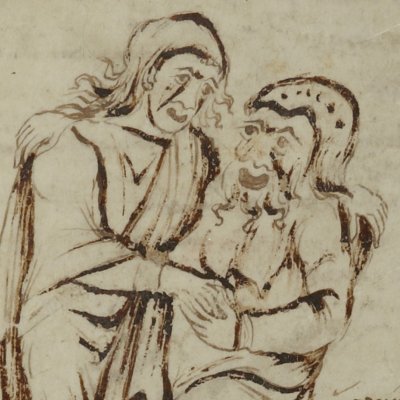 L’Andrienne, acte II, scène 1 (Térence, Latin 7899, 9e s, F°11v)
