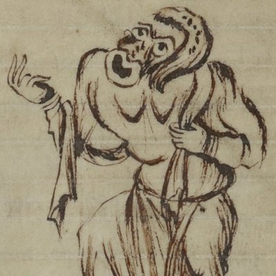 L’Andrienne, acte II, scène 6 (Térence, Latin 7899, 9e s, F°16v)