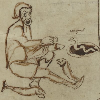 Les Adelphes, acte III, scène 3 (Térence, Latin 7899, 9e s, F°107)