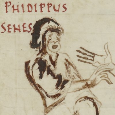 L’Hécyre, acte II, scène 2 (Térence, Latin 7899, 9e s, F°131v)
