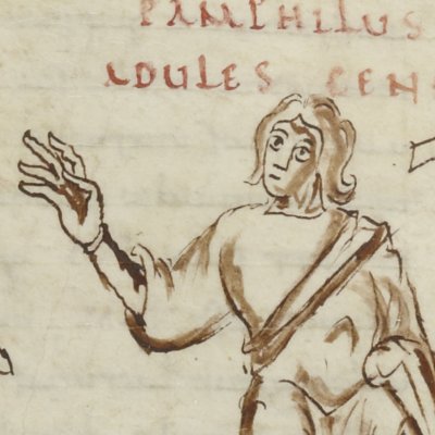 L’Hécyre, acte III, scène 2 (Térence, Latin 7899, 9e s, F°134)