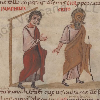 L’Andrienne, acte V, scène 4 (Térence Vat. Lat. 3868, F°17v)