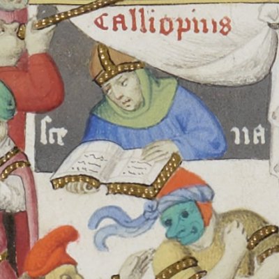 Térence confie son texte pour qu'il soit joué (Térence des ducs, Arsenal Ms-664, F1v)