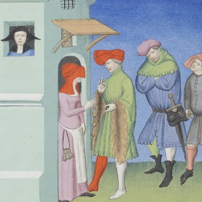 L’Andrienne, acte IV, scène 2 (Térence des ducs, Arsenal Ms-664, F°31v)