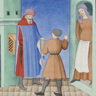 L’Eunuque, acte V, scène 5 (Térence des ducs, Arsenal Ms-664, F°81)