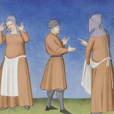 L’Eunuque, acte V, scène 6 (Térence des ducs, Arsenal Ms-664, F°82v)