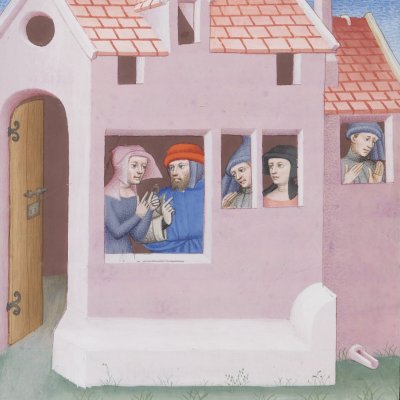 Héautontimorouménos, acte IV, scène 1 (Térence des ducs, Arsenal Ms-664, F°107v)