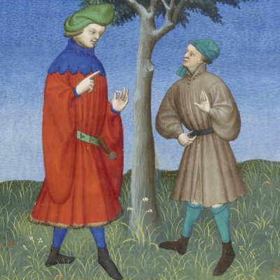 Les Adelphes, acte II, scène 4 (Térence des ducs, Arsenal Ms-664, F°135)