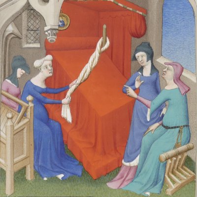 Les Adelphes, acte III, scène 1 (Térence des ducs, Arsenal Ms-664, F°137v)