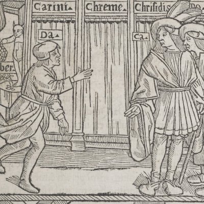 L’Andrienne, acte II, scène 2 (Térence, Comédies, Trechsel, 1493)