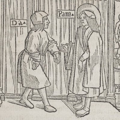 L’Andrienne, acte II, scène 3 (Térence, Comédies, Trechsel, 1493)