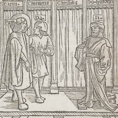 L’Andrienne, acte II, scène 4 (Térence, Comédies, Trechsel, 1493)