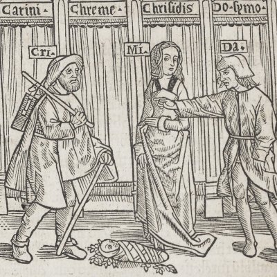 L’Andrienne, acte IV, scène 5 (Térence, Comédies, Trechsel, 1493)
