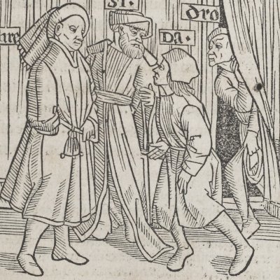 L’Andrienne, acte V, scène 2 (Térence, Comédies, Trechsel, 1493)