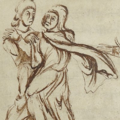 Héautontimorouménos, acte II, scène 3 (Térence, Latin 7899, 9e s, F°77)