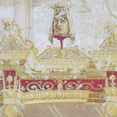 Décoration théâtrale en trompe-l’œil (Herculanum, Insula Orientalis, Palestre)