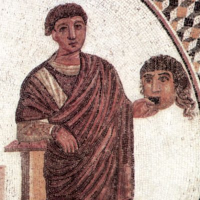 Mosaïque du poète tragique et de l’acteur (Hadrumète, maison des masques)