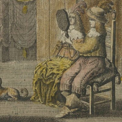 Ligdamon tend un miroir à Sylvie (Dend hyrdinde Astrea, I, 3, 1646)