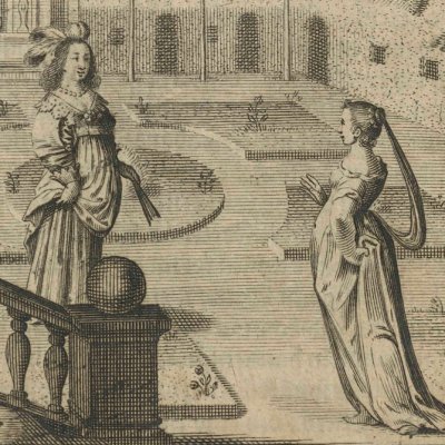 Léonide & Galathée discutent de Céladon (Dend hyrdinde Astrea, I, 4, 1646)