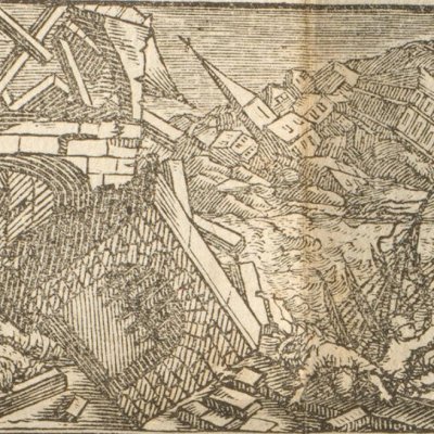 Image de la lamentable dévastation de Lisbonne en 1755