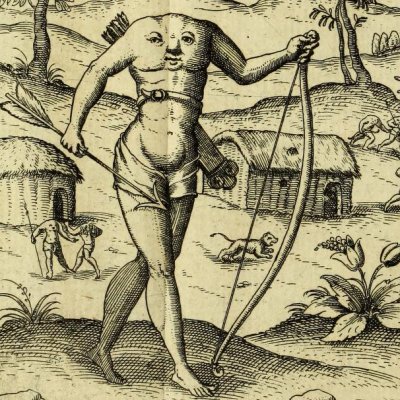 Hommes sans tête (Description du royaume de Guyanne, 1599)