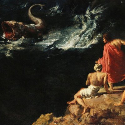 Marine avec Jonas et la baleine (version de Londres) - Gaspard Dughet