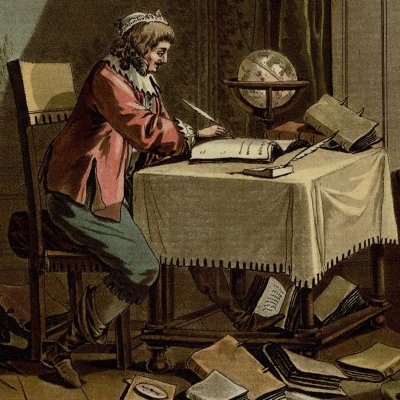 Descartes composant son système du monde (Portraits des grands hommes…)