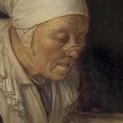 Vieille femme lisant avec des lunettes - Gérard Dou