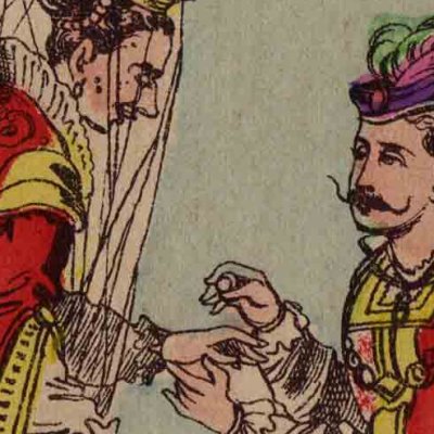 4. Truitonne voilée reçoit la bague (L’Oiseau bleu, livre d’images d’Épinal)