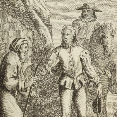 Gil Blas et don Alphonse hébergés par un ermite (Gil Blas, 1747, vol. 2)