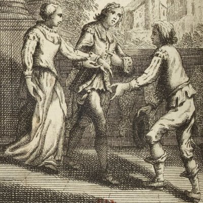 Moyadas amène Florentine à Raphaël (Gil Blas, 1747, vol. 2)