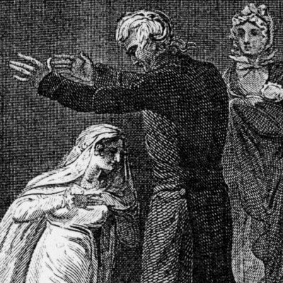 Retrouvailles de Paméla et de son père (Pamela, 1813)