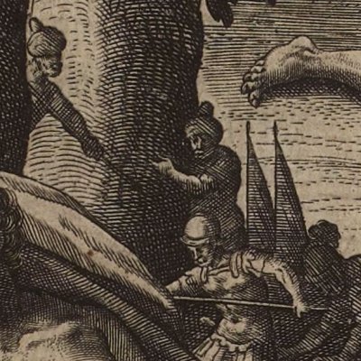 Hercule parmi les pygmées (Les Images…, Philostrate/Vigenère, éd. 1637) - Caron