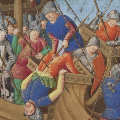 Combat naval devant Guernesey (P. Le Baud, Comp. des Chron&hist. des Bretons)