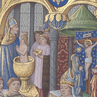 Baptême de Clovis (Mer des Hystoires, Velins-677)