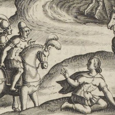 Renaud et Sacripant arrêtés par un valet (Roland furieux 1615 ch2) - Gaultier