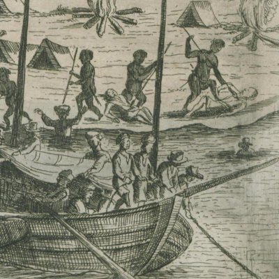 Amarrage du bateau (Voyage de Bontekoe, 1647)