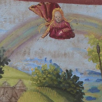 Sortie de Pandarus & de Bitias contre les Rutules (Énéide de Saint-Gelais, Bnf Français 861, f87v)