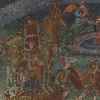 Les Grecs sortent du cheval & massacrent les Troyens (Énéide 2, Vaticanus Vat.Lat.3225, f19)
