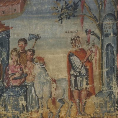 Prodige des branches qui saignent du sang de Polydore (Énéide 3, Vaticanus Vat.Lat.3225, f24v)