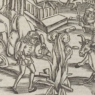 Sacrifice pour descendre aux Enfers (Virgile, Énéide 6, éd. Brant, Strasbourg Grüninger 1502, f262v)