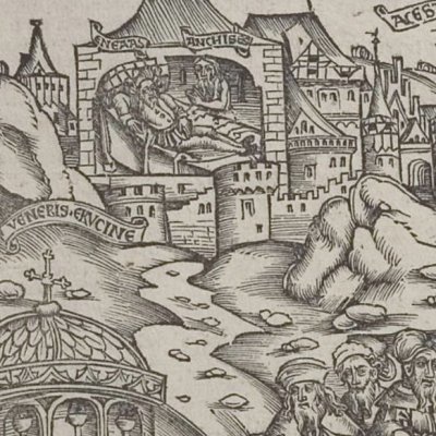 Fondation d’Acesta en Sicile (Virgile, Énéide 5, éd. Brant, Strasbourg Grüninger 1502, f248)