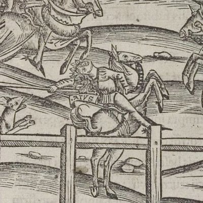 Jeux siciliens, cavalcade (Virgile, Énéide 5, éd. Brant, Strasbourg Grüninger 1502, f243v)