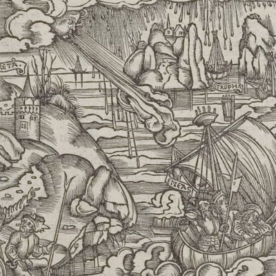 Tempête sur la route des Strophades (Virgile, Énéide 3, éd. Brant, Strasbourg Grüninger 1502, f192)