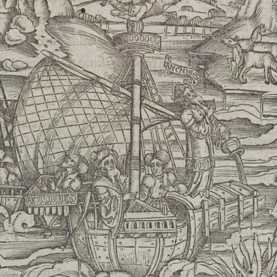 Charybde et Scylla (Virgile, Énéide 3, éd. Brant, Strasbourg Grüninger 1502, f201)