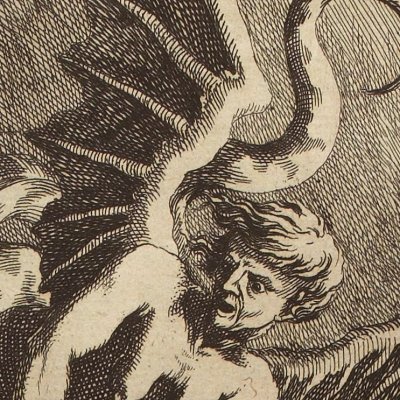 Les harpyes dérangent le repas d'Énée et de ses compagnons (Virgile trad. en prose, 1649) - Chauveau